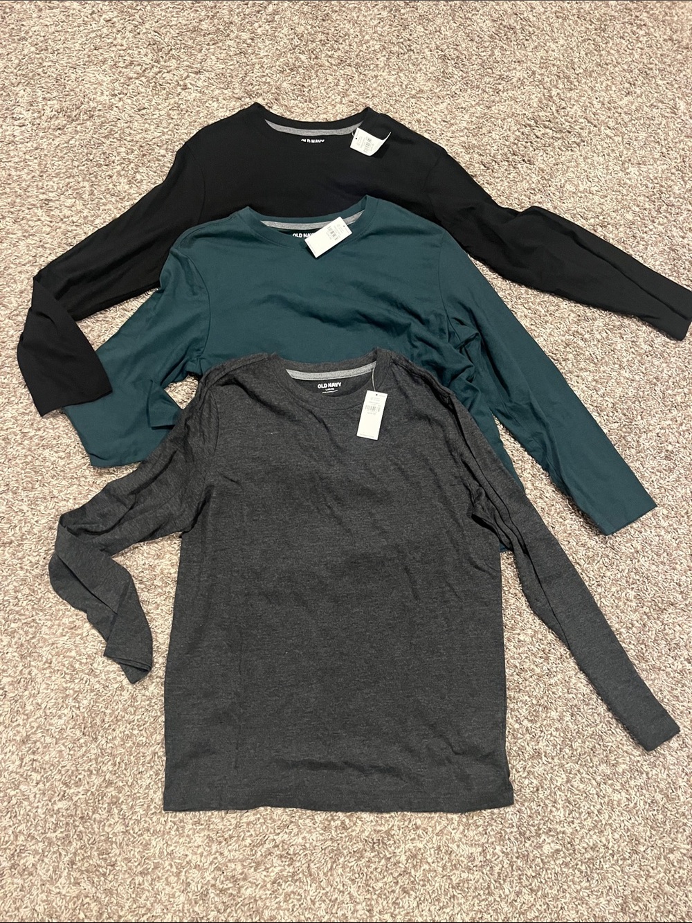 Old Navy Women's Long Sleeve Crewneck Tees - Black, Teal, Charcoal